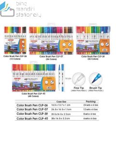 Contoh Pena Kuas Berwarna Seni menggambar dan Melukis Joyko Color Brush Pen CLP-40 (48 Color) merek Joyko