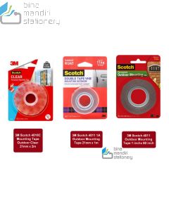 Distributor perlengkapan kantor jual 3M Scotch 4010C Mounting Tape Outdoor Clear 21mm x 2m, 3M Scotch 4011 1A Outdoor Mounting Tape 21mm x 1m, 3M Scotch 4011 Outdoor Mounting Tape 1 inchx 60 inch