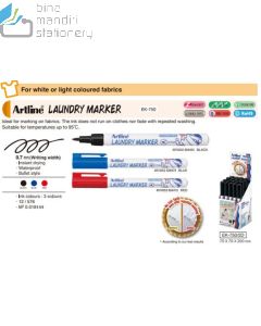 Brosur gambar peralatan kantor Artline 750 Permanent Marker for Laundry Spidol Non Permanen Laundry Bullet Style