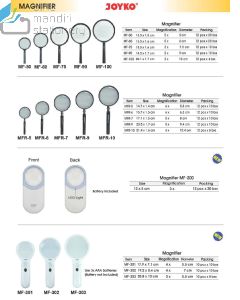 Joyko MF-100 | MF-50  | MF-60  | MF-75  | MF-90  | MFR-10 | MFR-200 | MFR-301 | MFR-302 | MFR-303 | MFR-5  | MFR-6  | MFR-7  | MFR-9  Lup Kaca Pembesar Magnifier