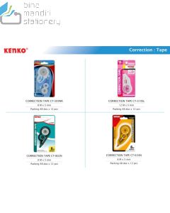 Macam macam peralatan kantor Kenko CT-309NR Correction Tape Tip-X Pita Kertas Kering dan gambarnya